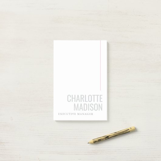 Post-it® Modern Own Name Trendy Minimalist Plain  (Sur un bureau)