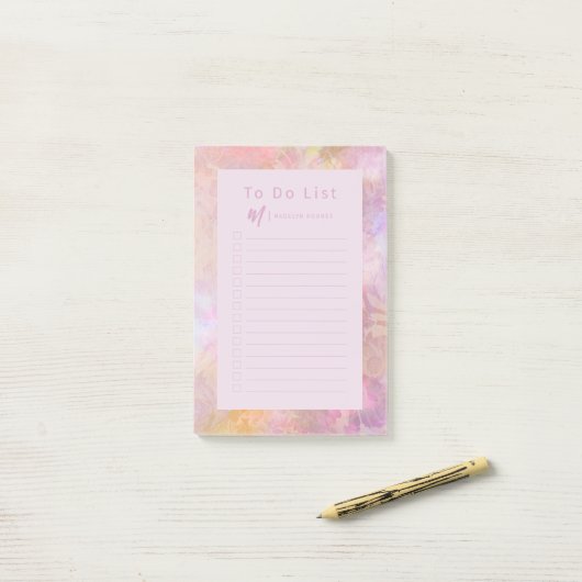 Post-it® Modern Pastel Florals Monogram (Sur un bureau)