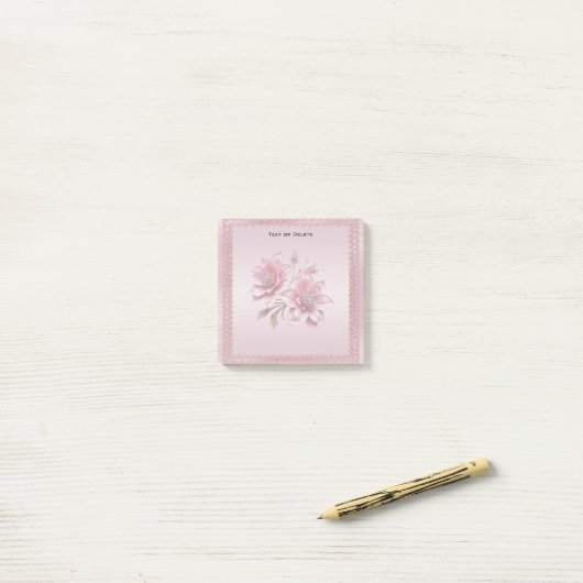 Post-it® Modern Pink Flowers Post it Notes (Sur un bureau)