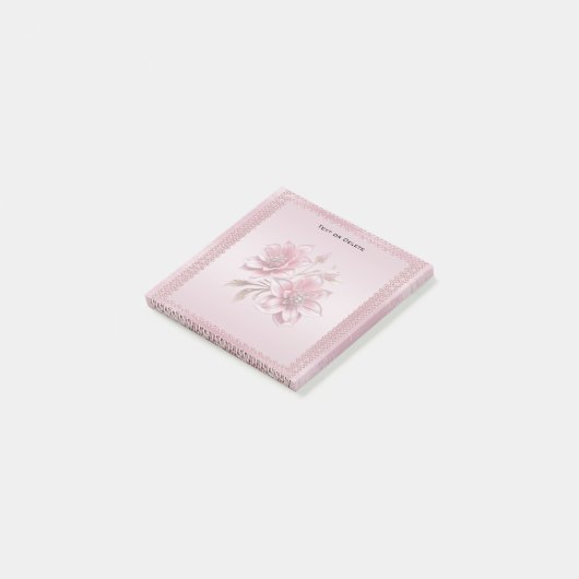 Post-it® Modern Pink Flowers Post it Notes (Incliné)