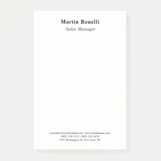 Post-it® Modern Professional Plain Black & White Classical (Devant)