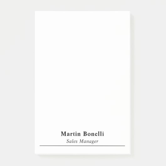 Post-it® Modern Professional Plain Black & White Name Title (Devant)