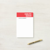 Post-it® Modern Red Black White Trendy Minimalist Plain  (Sur un bureau)