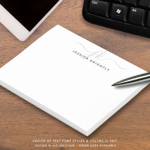Post-it® Modern Script Monogram Initials Silver Gray