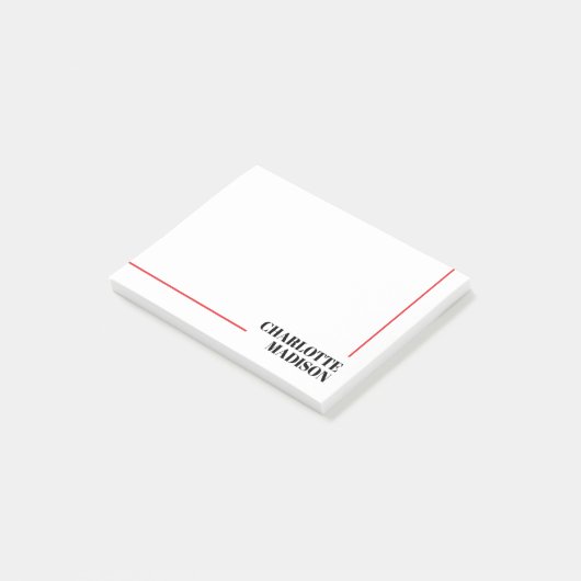 Post-it® Modern Simple Black White Trendy Minimalist Plain  (Incliné)