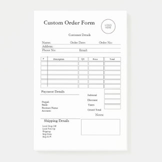 Post-it® Modern Small Business custom order Sales Receipt