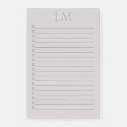 Post-it® Modern Taupe Gray Monogram Stationery