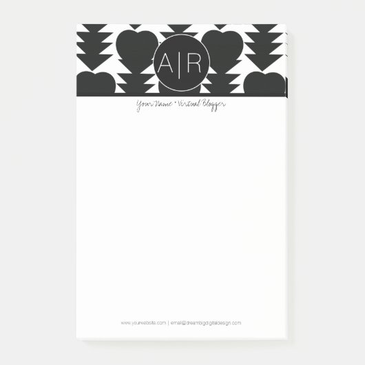 Post-it® Moderne Abstrait Monochrome Noir et Blanc (Devant)