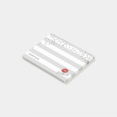 Post-it® Moderne, argenté, rayures et baisers (Incliné)