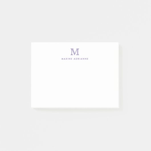 Post-it® Moderne chic fille violet violet Monogramme initia (Devant)