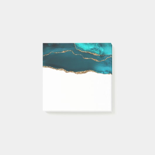 Post-it® Moderne Design Turquoise Agate & Gold Ribbon sur B (Devant)