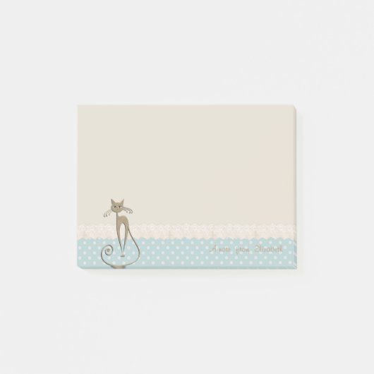 Post-it® Moderne Féminine, Points Polka, Chat Pailleté Faux (Devant)