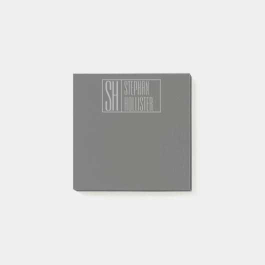 Post-it® Moderne, gris sur gris foncé, logo avec initiales (Devant)