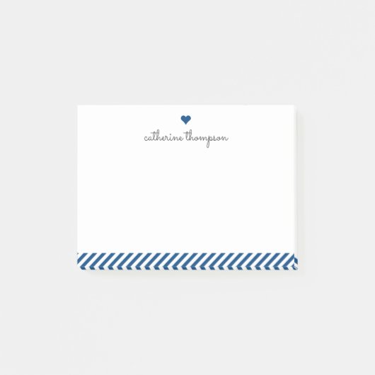 Post-it® Moderne Marine Bleu Bleu Coeur Girly Joli Script (Devant)