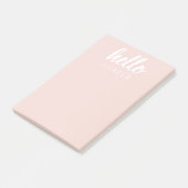 Post-it® Moderne Minimal Pastel Rose Bonjour Et Vous Nom (Incliné)