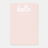 Post-it® Moderne Minimal Pastel Rose Bonjour Et Vous Nom (Devant)