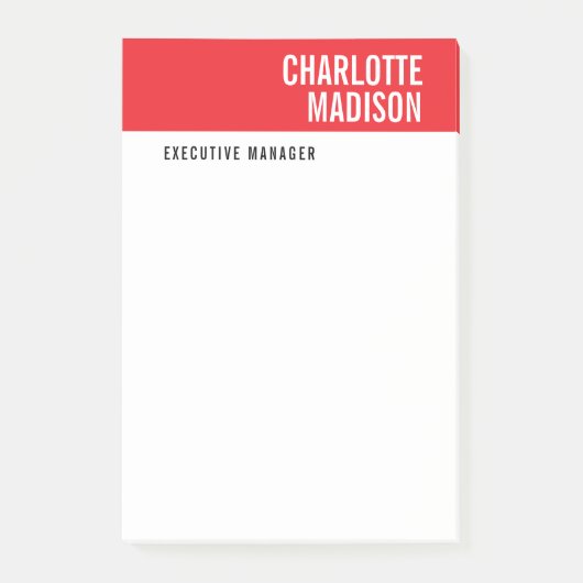 Post-it® Moderne Minimaliste Simple Rouge Noir Blanc (Devant)