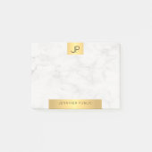Post-it® Moderne Monogramme Or Et Marbre Élégant Plaque (Devant)