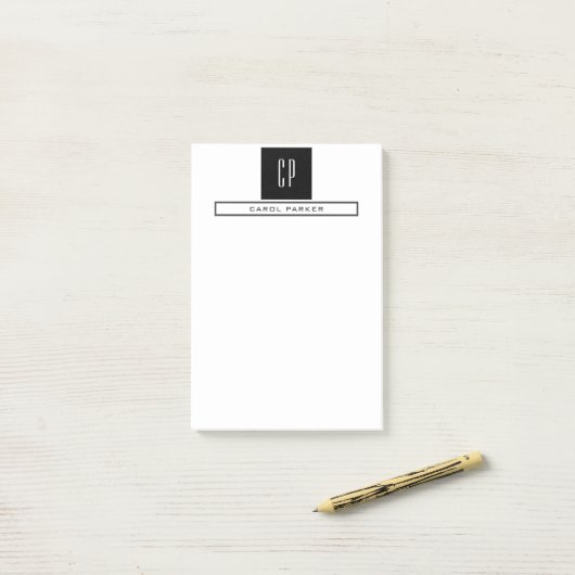 Post-it® Moderne Monogramme Professionnel Plain Simple Mini (Sur un bureau)