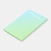 Post-it® Moderne ombre bleu vert aqua écriture script (Incliné)