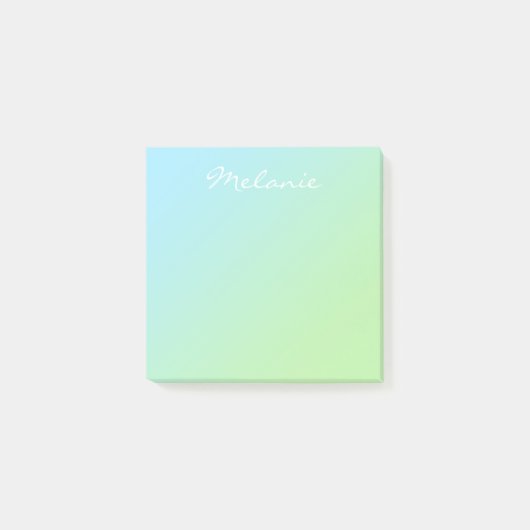 Post-it® Moderne ombre bleu vert aquatique écriture script (Devant)
