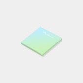 Post-it® Moderne ombre bleu vert aquatique écriture script (Incliné)