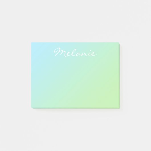 Post-it® Moderne ombre bleu vert aquatique écriture script (Devant)