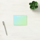 Post-it® Moderne ombre bleu vert aquatique écriture script (Bureau)