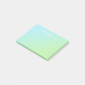 Post-it® Moderne ombre bleu vert aquatique écriture script (Incliné)