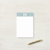 Post-it® Moderne Pastel Bleu & Script Initial Monogramme (Sur un bureau)