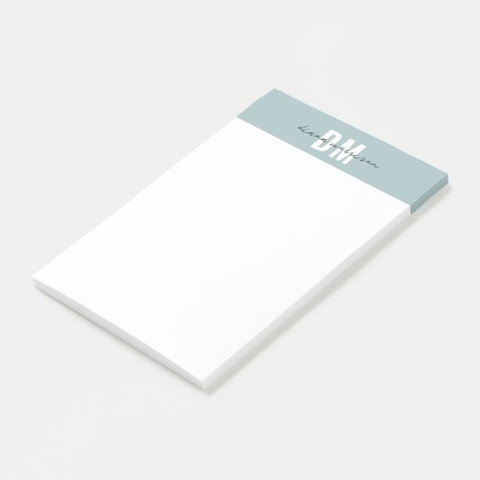 Post-it® Moderne Pastel Bleu & Script Initial Monogramme (Incliné)