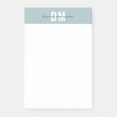 Post-it® Moderne Pastel Bleu & Script Initial Monogramme (Devant)