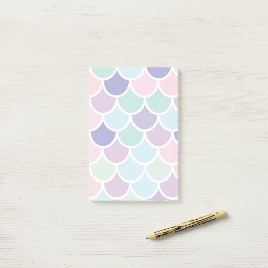 Post-it® Moderne Pastel Jolie Sirène Motif Nom (Sur un bureau)