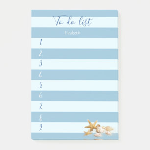 Post-it® Moderne Rayé de bleu, Coquillages, Liste de choses