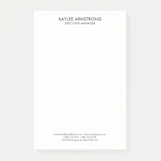 Post-it® Moderne Simple Élégant Blanc Professionnel (Devant)