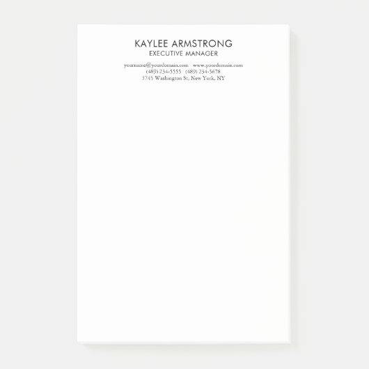 Post-it® Moderne Simple Élégant Blanc Professionnel (Devant)