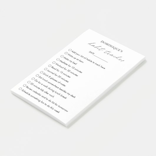 Post-it® Moderne Simple Noir Blanc Élégant Tracker Habit (Incliné)