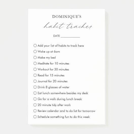 Post-it® Moderne Simple Noir Blanc Élégant Tracker Habit (Devant)