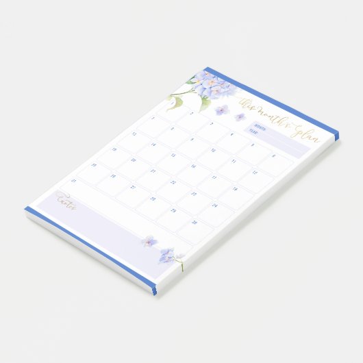 Post-it® Mois Planificateur Blue Hydrangea Flower (Incliné)