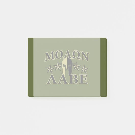 Post-it® Molon Labe Spartan 5 étoiles Olive Green (Devant)