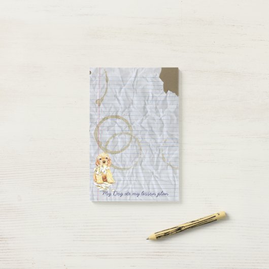 Post-it® Mon Cocker Spaniel a mangé mon plan de leçon (Sur un bureau)