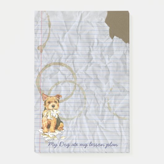 Post-it® Mon Norwich Terrier a mangé mon plan de leçon (Devant)