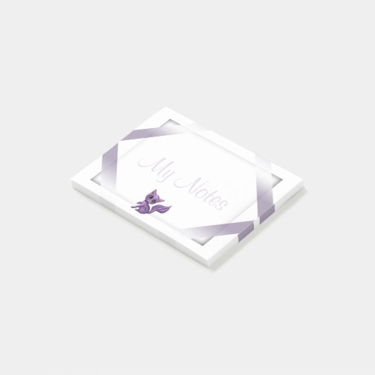 Post-it® Mon pourpre Kitty de post-its de notes (Incliné)