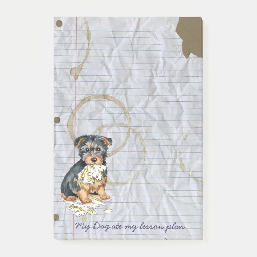 Post-it® Mon Terrier Australien A Mangé Mon Plan De Leçon (Devant)