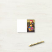 Post-it® Mona Lisa Arrive Comme Père Noël (Sur un bureau)