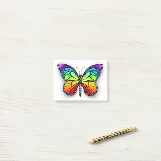 Post-it® Monarque papillon arc-en-ciel (Sur un bureau)