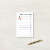 Post-it® Monkey on a Trapeze Kid Weekly Goals Notes (Sur un bureau)