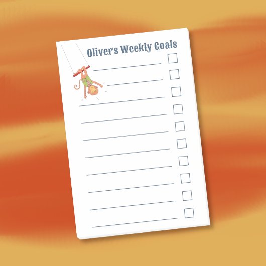 Post-it® Monkey on a Trapeze Kid Weekly Goals Notes