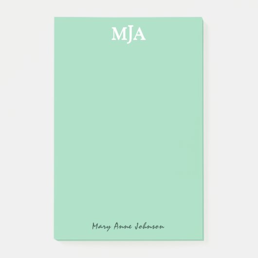 Post-it® Monnaie vert Monogramme 3 trois lettres Initiales  (Devant)