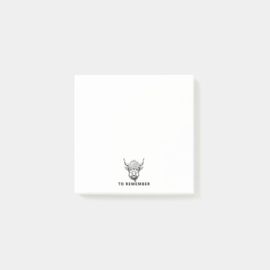 Post-it® Monocrome Highland Cow Personnalisable Funny (Devant)